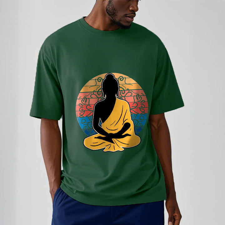Buddha Stones Casual Colorful Meditating Buddha Pattern Cotton Tee T-shirt - image 11