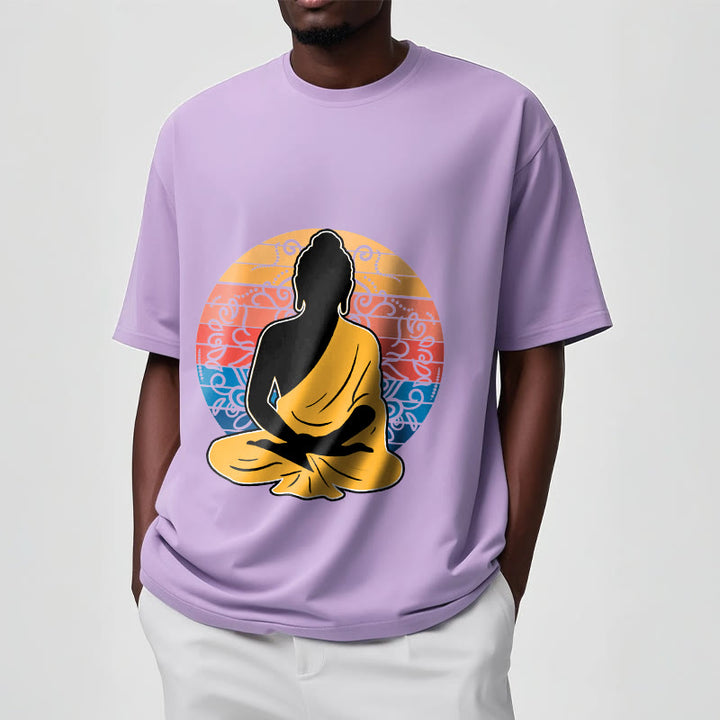 Buddha Stones Casual Colorful Meditating Buddha Pattern Cotton Tee T-shirt - image 17