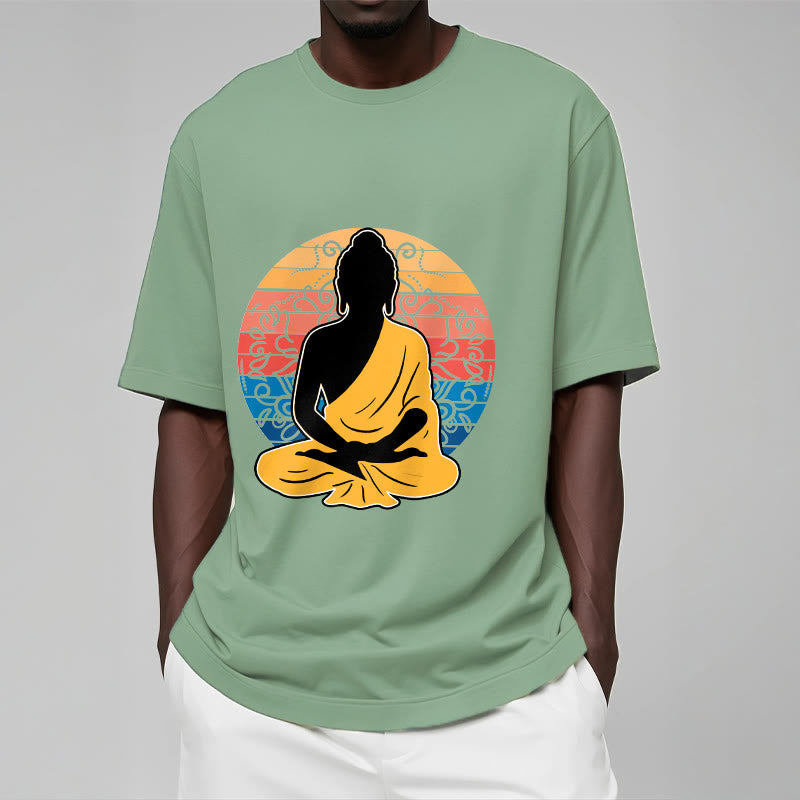 Buddha Stones Casual Colorful Meditating Buddha Pattern Cotton Tee T-shirt - image 15
