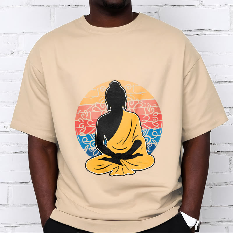 Buddha Stones Casual Colorful Meditating Buddha Pattern Cotton Tee T-shirt - image 9