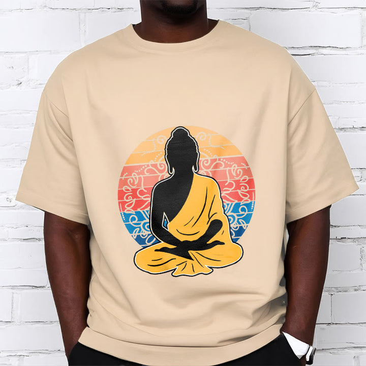 Buddha Stones Casual Colorful Meditating Buddha Pattern Cotton Tee T-shirt - image 9