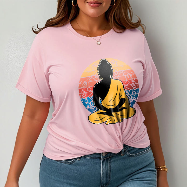 Buddha Stones Casual Colorful Meditating Buddha Pattern Cotton Tee T-shirt - image 13