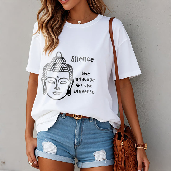Buddha Stones Casual Meditating Buddha Head Pattern Cotton Tee T-shirt - image 7