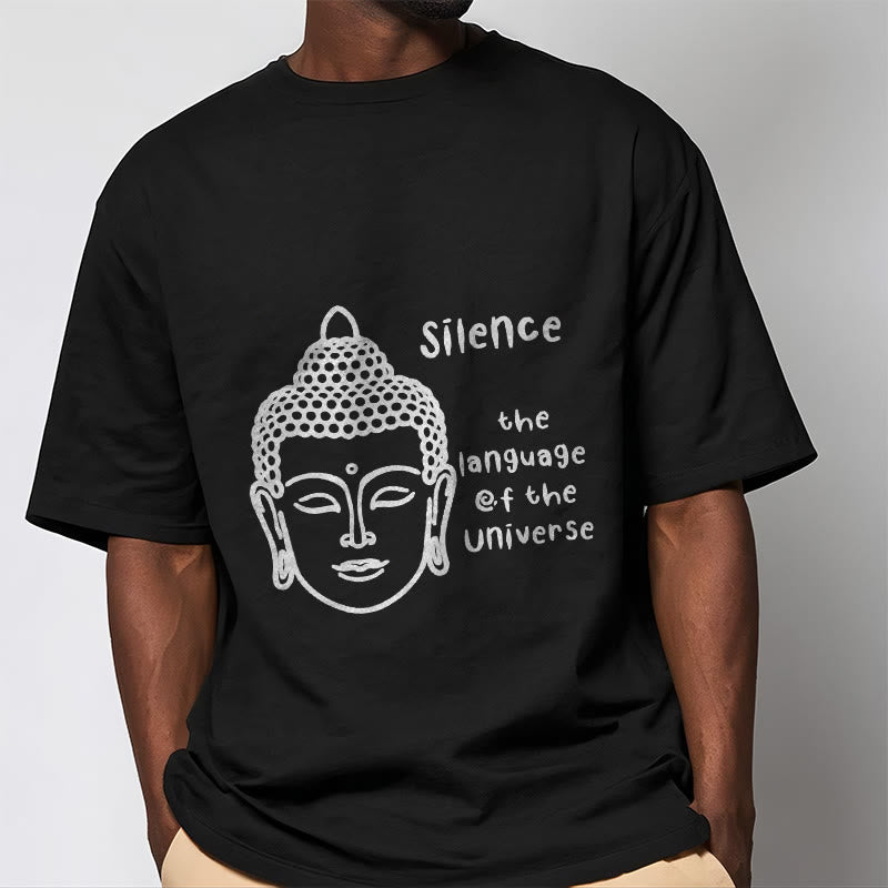 Buddha Stones Casual Meditating Buddha Head Pattern Cotton Tee T-shirt - image 1