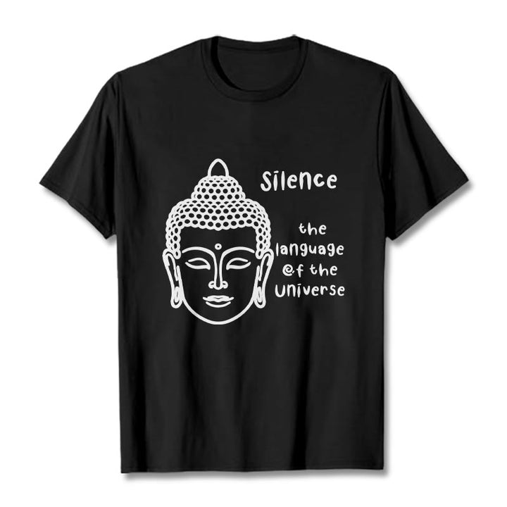 Buddha Stones Casual Meditating Buddha Head Pattern Cotton Tee T-shirt - Black - 2XL - image 0