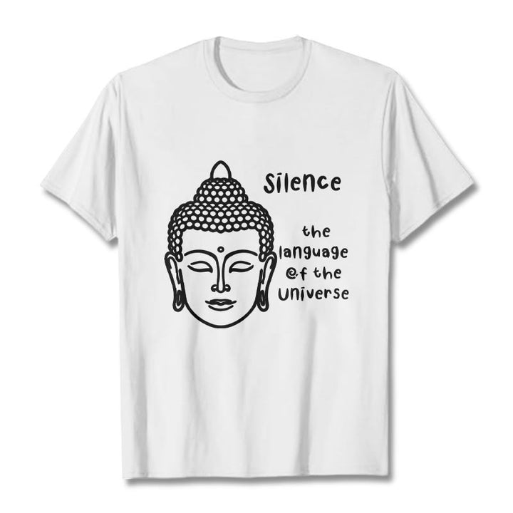 Buddha Stones Casual Meditating Buddha Head Pattern Cotton Tee T-shirt - White - 2XL - image 5