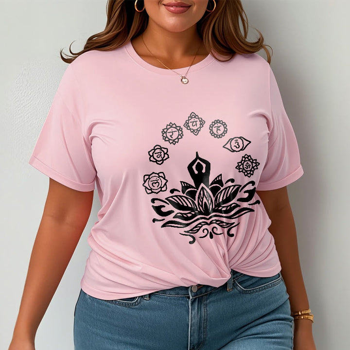 Buddha Stones Casual Meditating Figure Lotus Flower Seven Chakras Pattern Cotton Tee T-Shirt - image 13