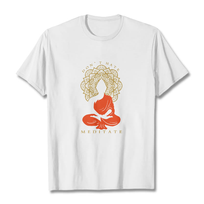 Buddha Stones Casual Meditative Buddha Mandala Pattern Cotton Tee T-Shirt - White - 2XL - image 5