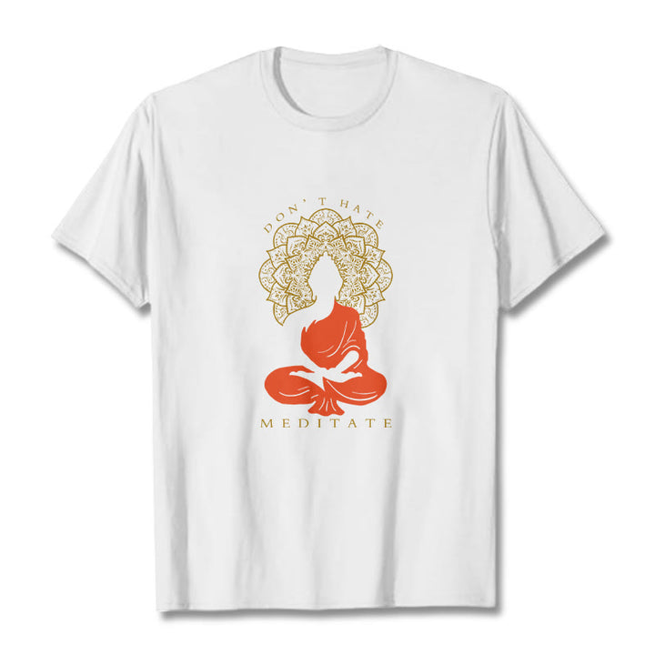 Buddha Stones Casual Meditative Buddha Mandala Pattern Cotton Tee T-Shirt - White - 2XL - image 5