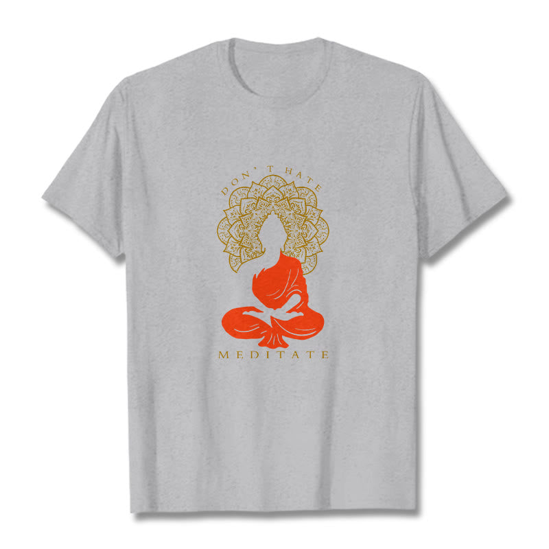 Buddha Stones Casual Meditative Buddha Mandala Pattern Cotton Tee T-Shirt - LightGrey - 2XL - image 19