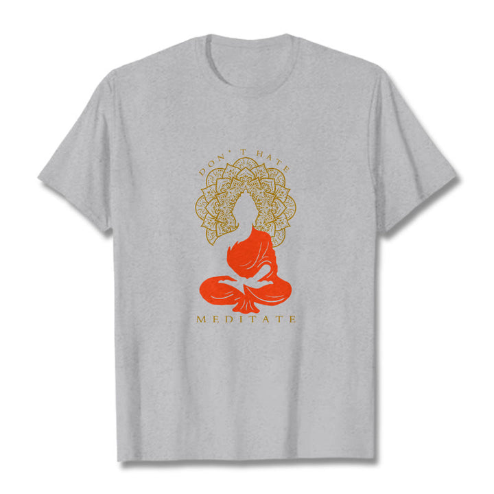 Buddha Stones Casual Meditative Buddha Mandala Pattern Cotton Tee T-Shirt - LightGrey - 2XL - image 19