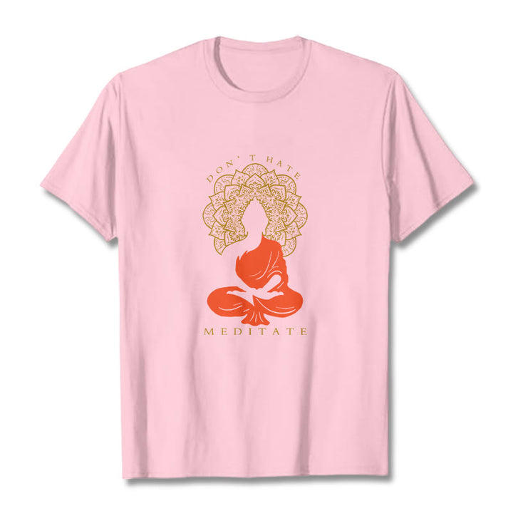Buddha Stones Casual Meditative Buddha Mandala Pattern Cotton Tee T-Shirt - LightPink - 2XL - image 12