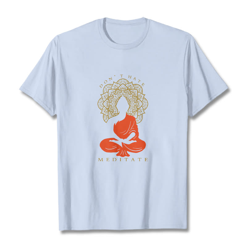 Buddha Stones Casual Meditative Buddha Mandala Pattern Cotton Tee T-Shirt - LightCyan - 2XL - image 18