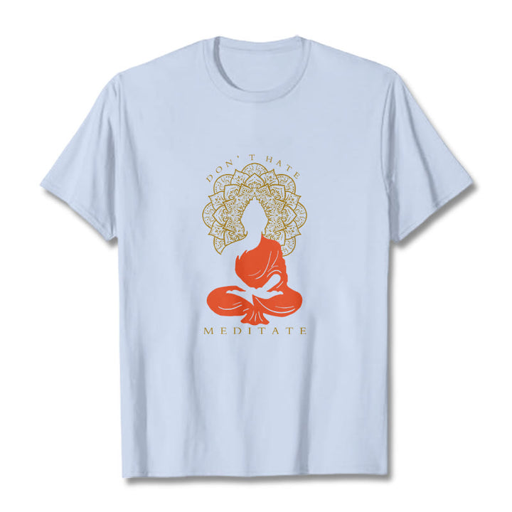 Buddha Stones Casual Meditative Buddha Mandala Pattern Cotton Tee T-Shirt - LightCyan - 2XL - image 18