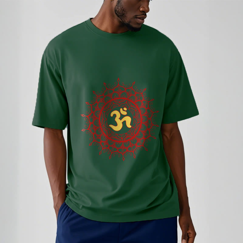 Buddha Stones Casual Red Mandala Om Symbol Pattern Cotton Tee T-shirt - image 11