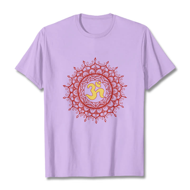 Buddha Stones Casual Red Mandala Om Symbol Pattern Cotton Tee T-shirt - image 16