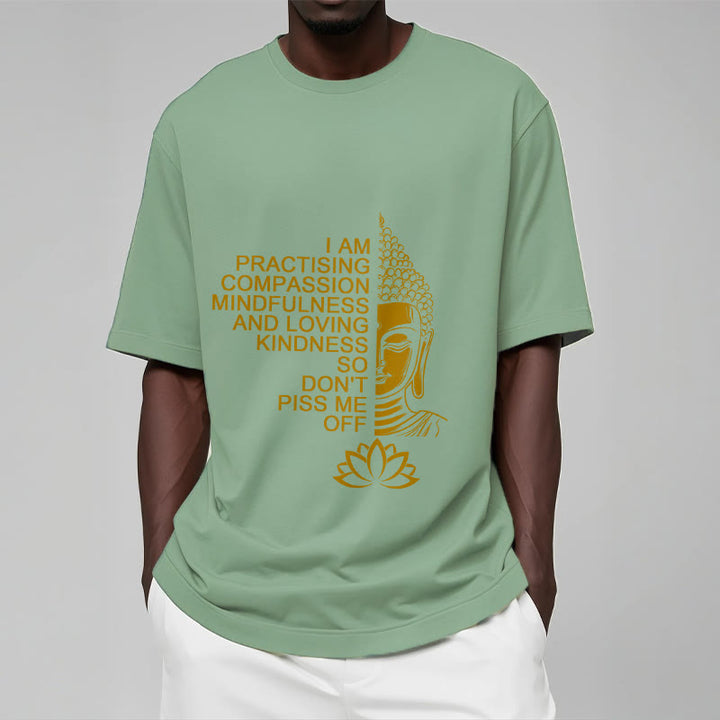 Buddha Stones Casual Golden Side Buddha Lotus Flower Pattern Cotton Tee T-Shirt - image 15