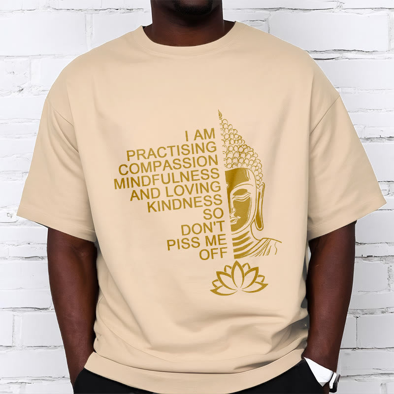 Buddha Stones Casual Golden Side Buddha Lotus Flower Pattern Cotton Tee T-Shirt - image 9