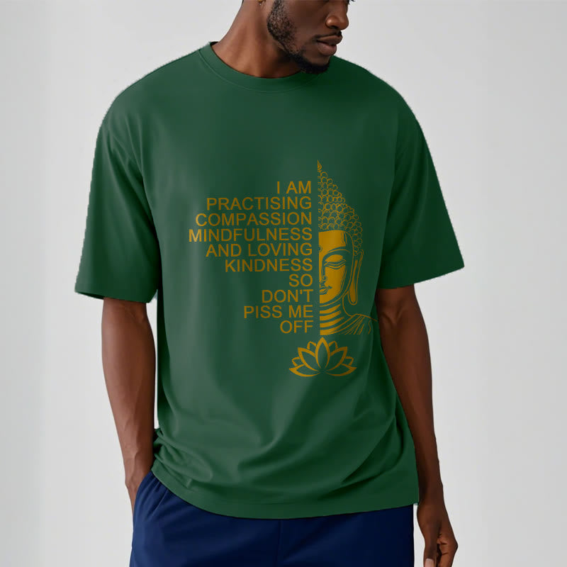 Buddha Stones Casual Golden Side Buddha Lotus Flower Pattern Cotton Tee T-Shirt - image 11