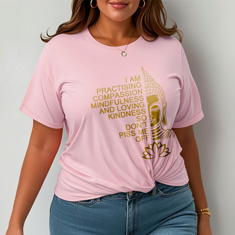 Buddha Stones Casual Golden Side Buddha Lotus Flower Pattern Cotton Tee T-Shirt - image 13