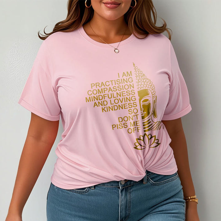 Buddha Stones Casual Golden Side Buddha Lotus Flower Pattern Cotton Tee T-Shirt - image 13