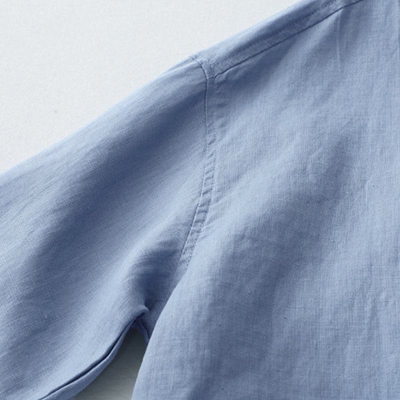 Buddha Stones Solid Color Button Three Quarter Sleeve Shirt - image 24