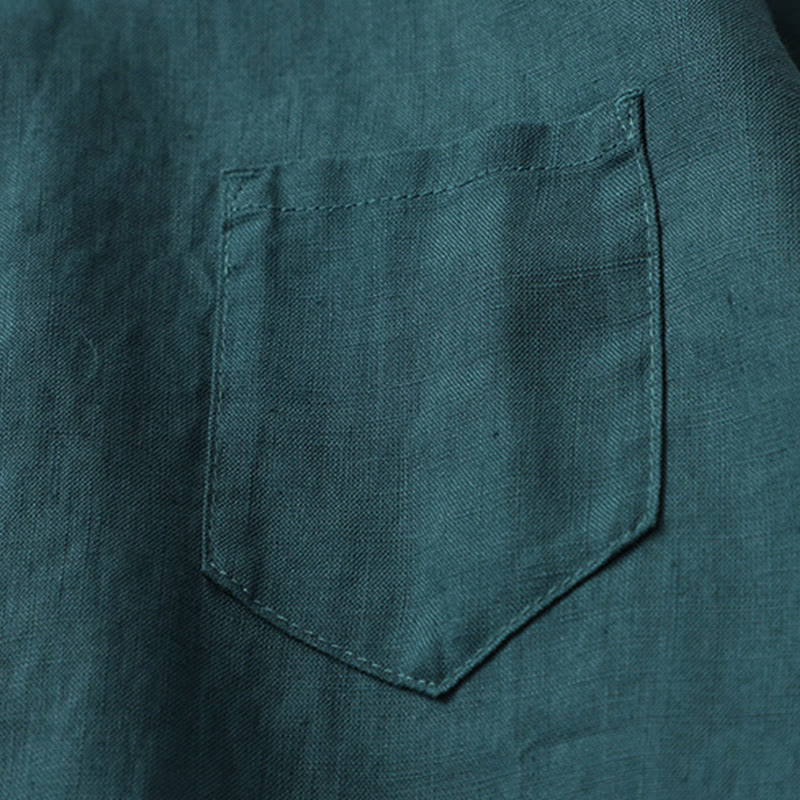 Buddha Stones Solid Color Button Three Quarter Sleeve Shirt - image 18