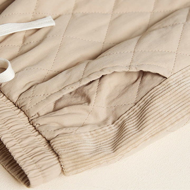 Buddha Stones Diamond Quilted Design Thermal Women's Harem Cotton Pants With Pockets - image 13