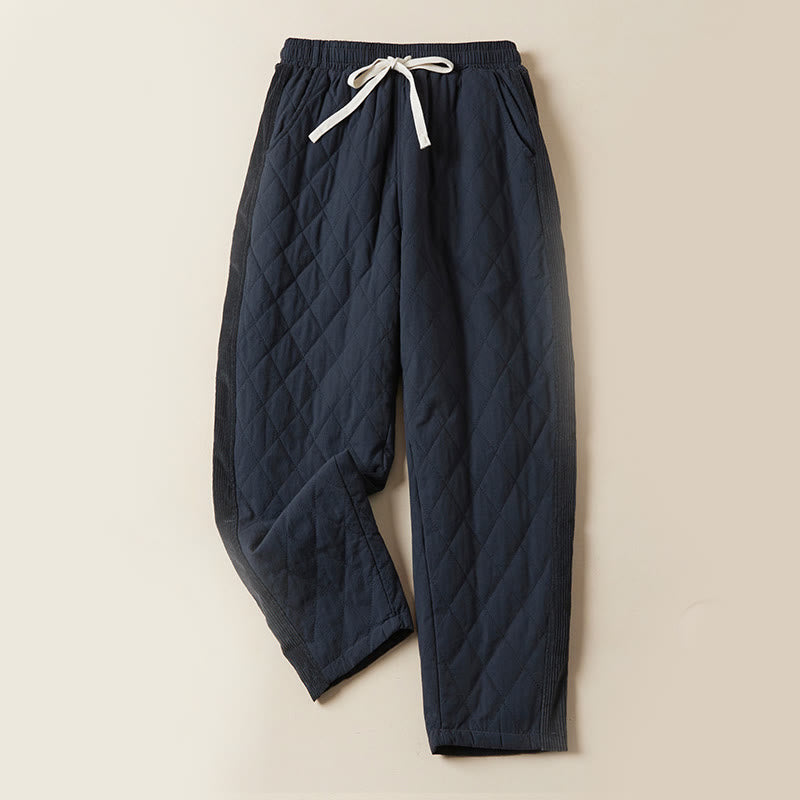 Buddha Stones Diamond Quilted Design Thermal Women's Harem Cotton Pants With Pockets - MidnightBlue - US8-10，UK/AU12-14，EU40-42 (2XL) - image 0