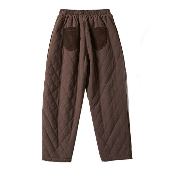Buddha Stones Diamond Quilted Design Thermal Fleece-Lined Women's Harem Cotton Pants With Pockets - image 26