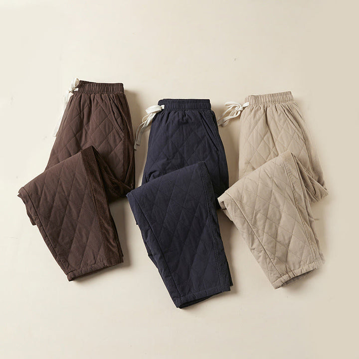 Buddha Stones Diamond Quilted Design Thermal Women's Harem Cotton Pants With Pockets - image 27