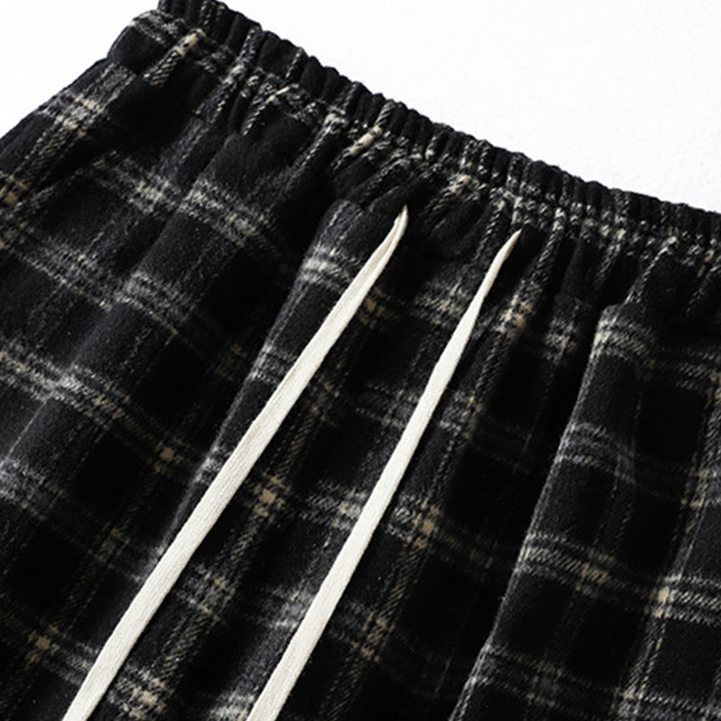 Buddha Stones Retro Plaid Pattern Women's Fleece-Lined Harem Cotton Pants With Pockets - image 11