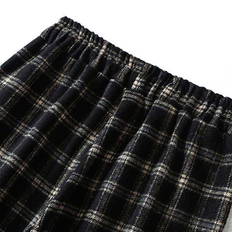 Buddha Stones Retro Plaid Pattern Women's Fleece-Lined Harem Cotton Pants With Pockets - image 14