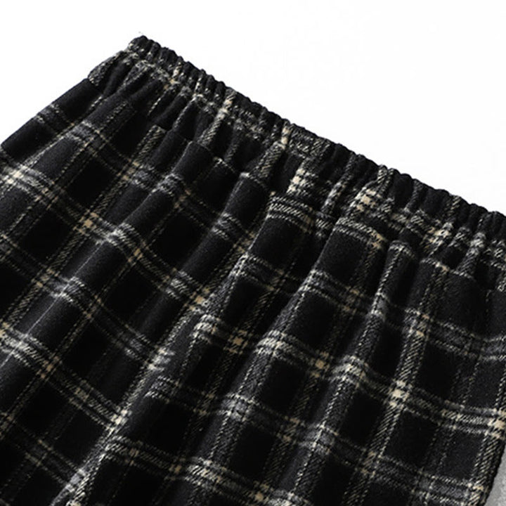 Buddha Stones Retro Plaid Pattern Women's Fleece-Lined Harem Cotton Pants With Pockets - image 14