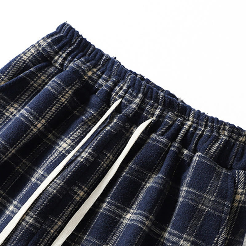 Buddha Stones Retro Plaid Pattern Women's Fleece-Lined Harem Cotton Pants With Pockets - image 2