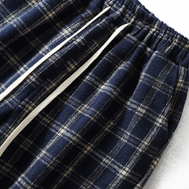 Buddha Stones Retro Plaid Pattern Women's Fleece-Lined Harem Cotton Pants With Pockets - image 3