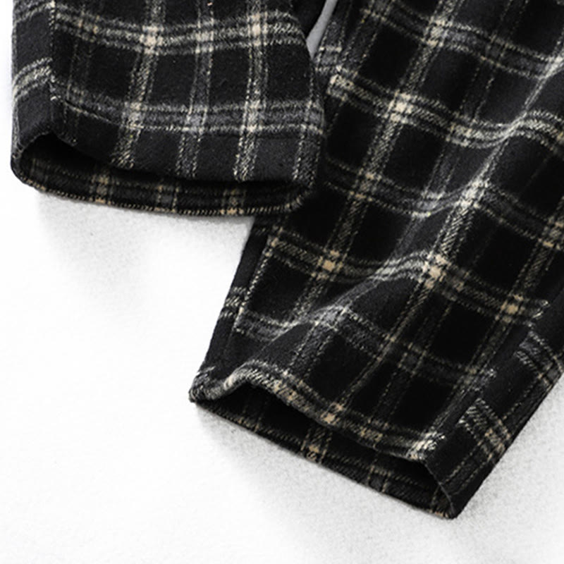 Buddha Stones Retro Plaid Pattern Women's Fleece-Lined Harem Cotton Pants With Pockets - image 15