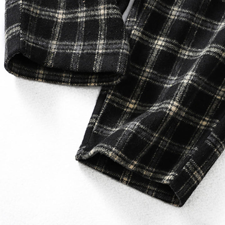 Buddha Stones Retro Plaid Pattern Women's Fleece-Lined Harem Cotton Pants With Pockets - image 15