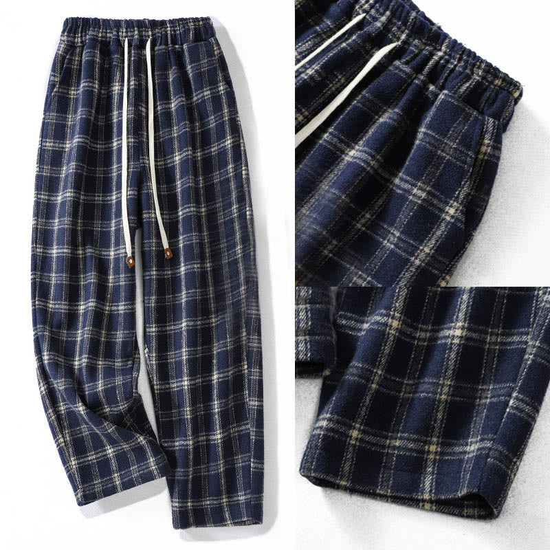 Buddha Stones Retro Plaid Pattern Women's Fleece-Lined Harem Cotton Pants With Pockets - image 8