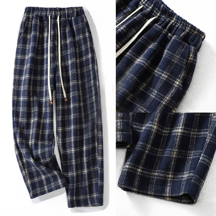 Buddha Stones Retro Plaid Pattern Women's Fleece-Lined Harem Cotton Pants With Pockets - image 8
