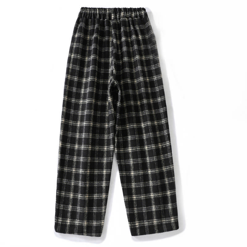 Buddha Stones Retro Plaid Pattern Women's Fleece-Lined Harem Cotton Pants With Pockets - image 10