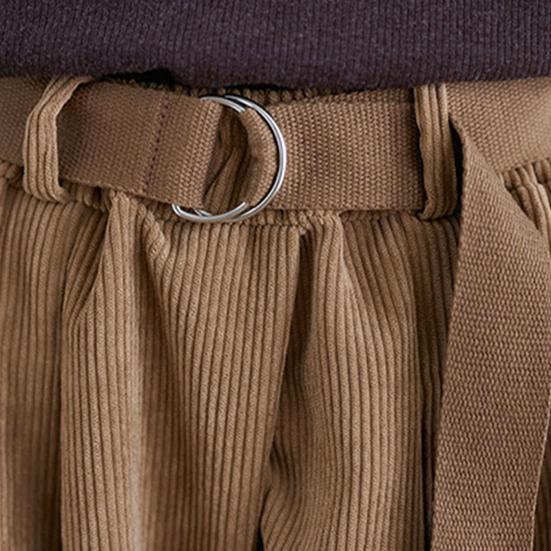 Buddha Stones Retro Women's Wide Leg 7-8 Length Corduroy Cotton Pants With Pockets Belt - image 7