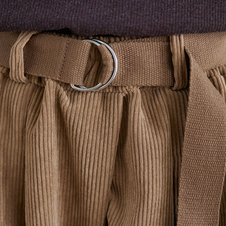 Buddha Stones Retro Women's Wide Leg 7-8 Length Corduroy Cotton Pants With Pockets Belt - image 7