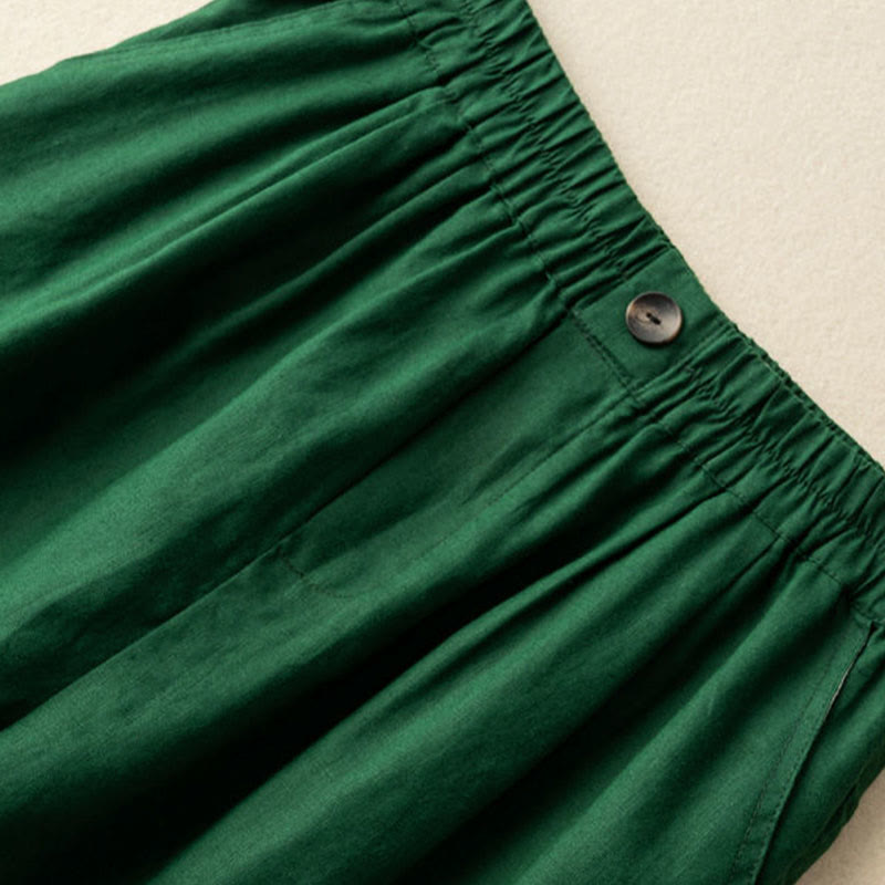 Buddha Stones Summer Casual Plain Button Cotton Linen Women's Shorts With Pockets - image 5