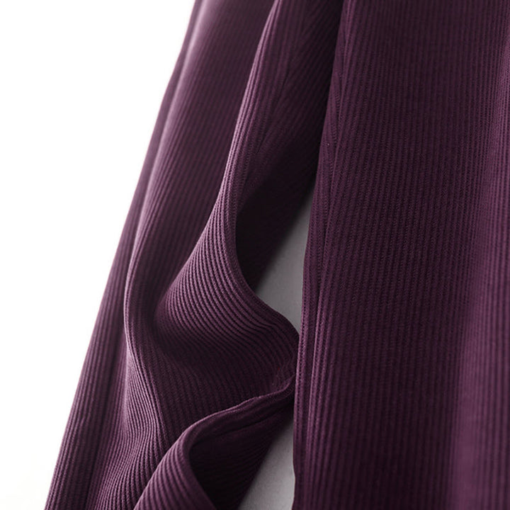 Buddha Stones Casual Solid Color Women's Wide Leg Corduroy Cotton Fleece-Lined Pants With Pockets - image 31