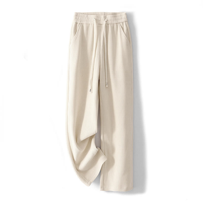 Buddha Stones Casual Solid Color Women's Wide Leg Corduroy Cotton Fleece-Lined Pants With Pockets - image 7