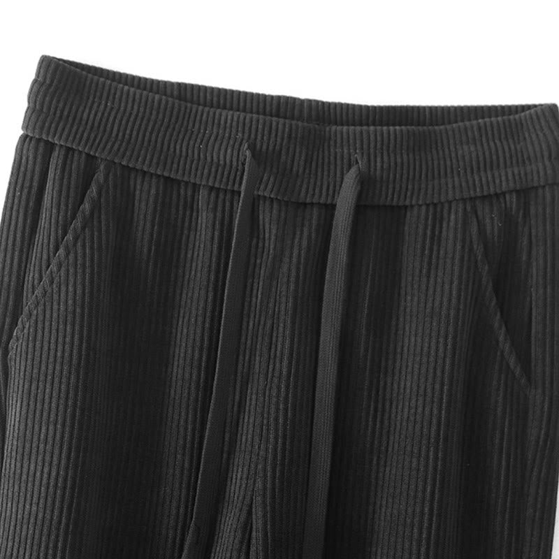 Buddha Stones Casual Solid Color Women's Wide Leg Corduroy Cotton Fleece-Lined Pants With Pockets - image 9