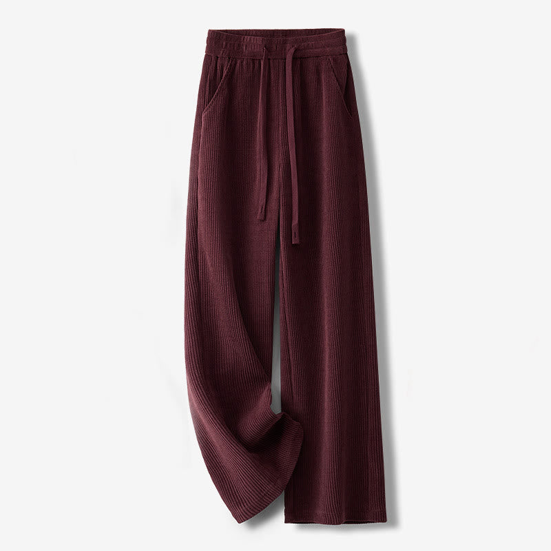 Buddha Stones Casual Solid Color Women's Wide Leg Corduroy Cotton Fleece-Lined Pants With Pockets - FireBrick - US12，UK/AU16，EU44 (3XL) - image 13