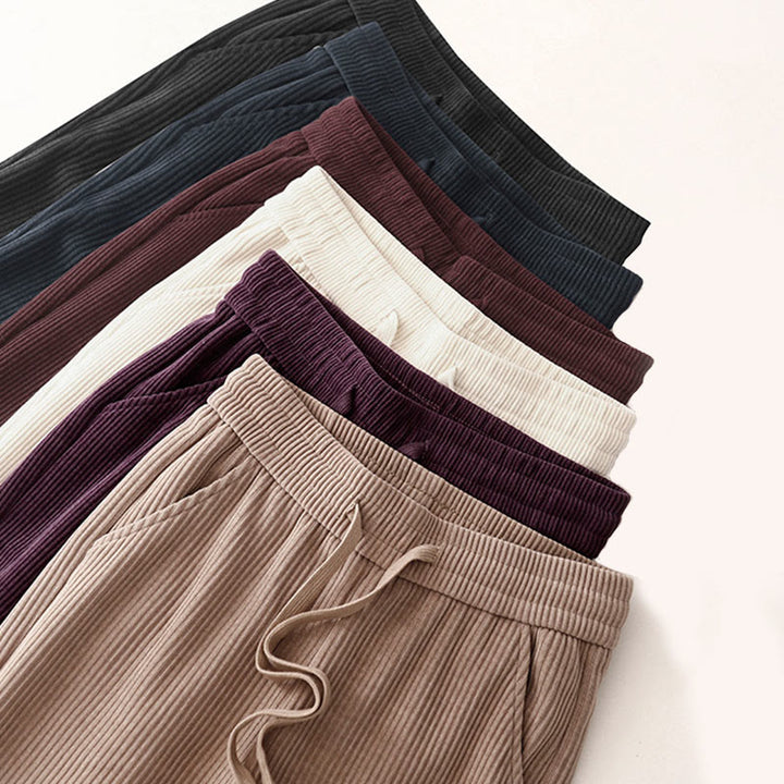 Buddha Stones Casual Solid Color Women's Wide Leg Corduroy Cotton Fleece-Lined Pants With Pockets - image 34