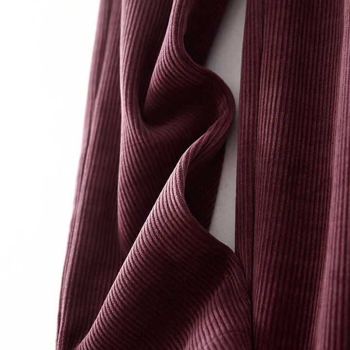 Buddha Stones Casual Solid Color Women's Wide Leg Corduroy Cotton Fleece-Lined Pants With Pockets - image 16